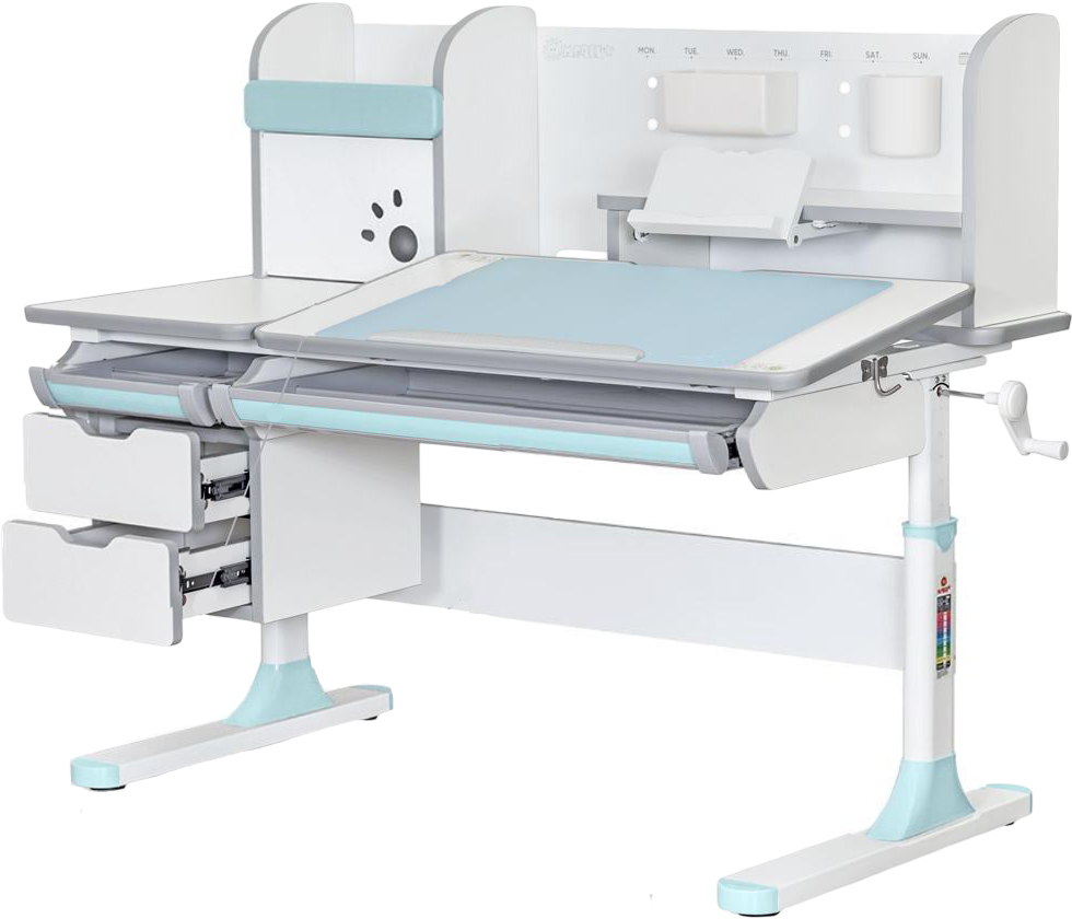 Парта шкільна Mealux Hamilton Multicolor BL (BD-680 W/G MC+BL з полицею)